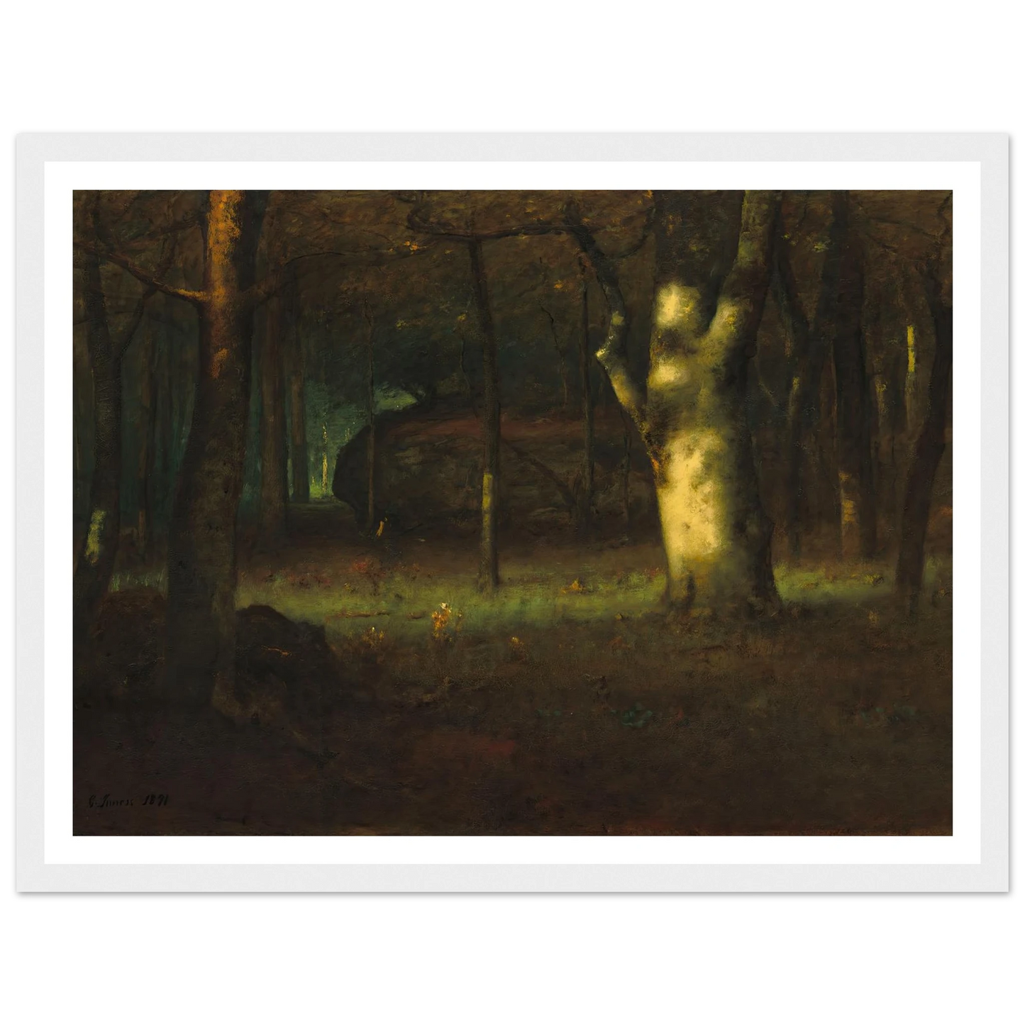 Sunset in the Woods (1891) Art Print | George Inness - Framed Poster - 30x40 cm / 12x16″ - Black frame