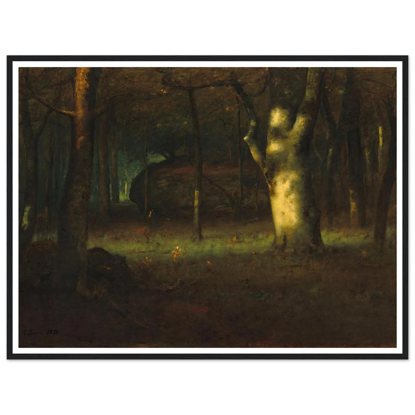 Sunset in the Woods (1891) Art Print | George Inness - Framed Poster - 30x40 cm / 12x16″ - Black frame