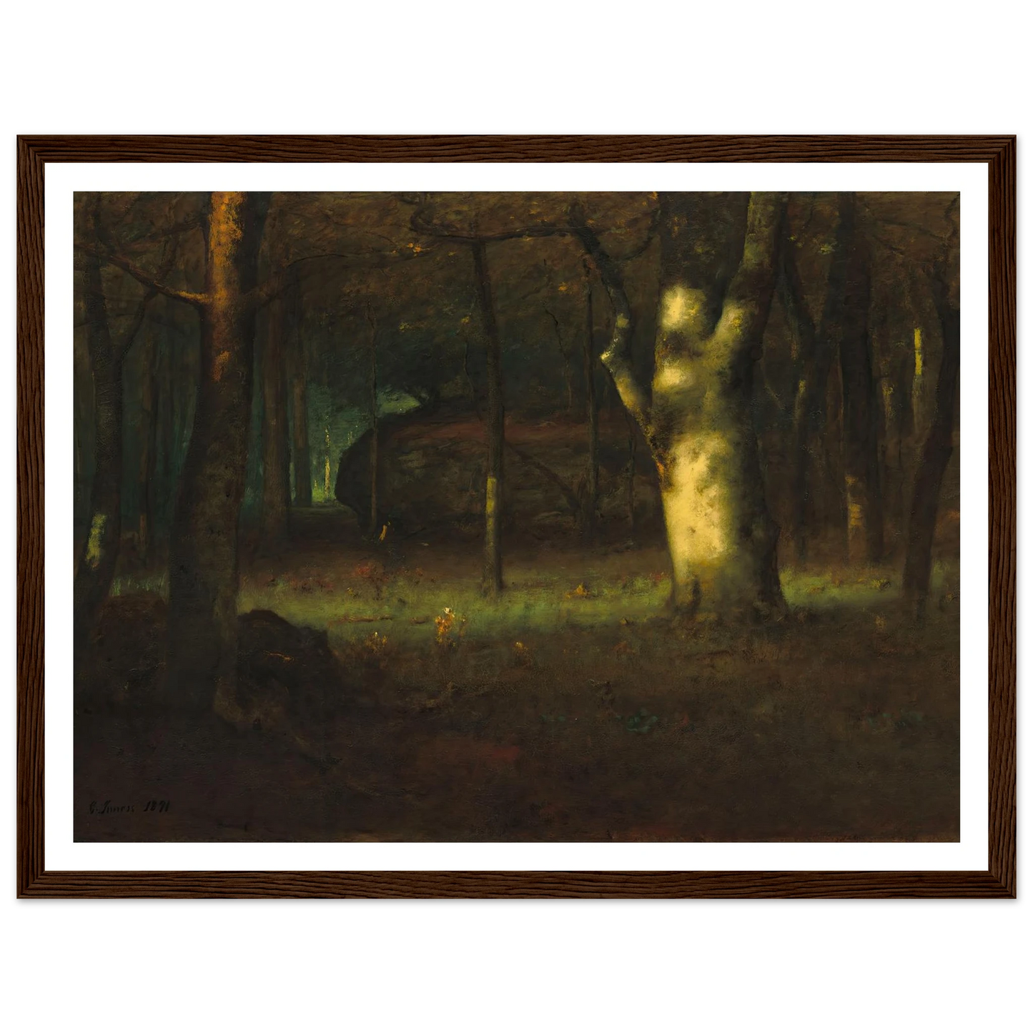 Sunset in the Woods (1891) Art Print | George Inness - Framed Poster - 30x40 cm / 12x16″ - Black frame