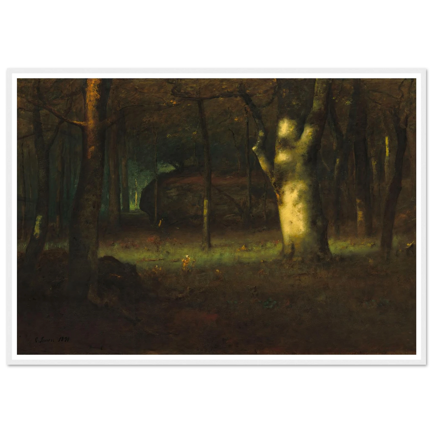 Sunset in the Woods (1891) Art Print | George Inness - Framed Poster - 30x40 cm / 12x16″ - Black frame