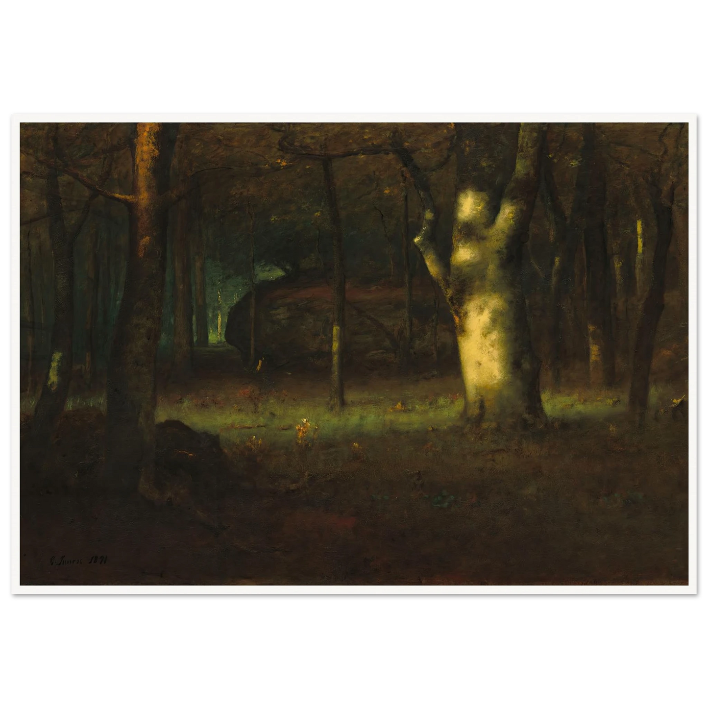 Sunset in the Woods (1891) Art Print | George Inness - Framed Poster - 30x40 cm / 12x16″ - Black frame
