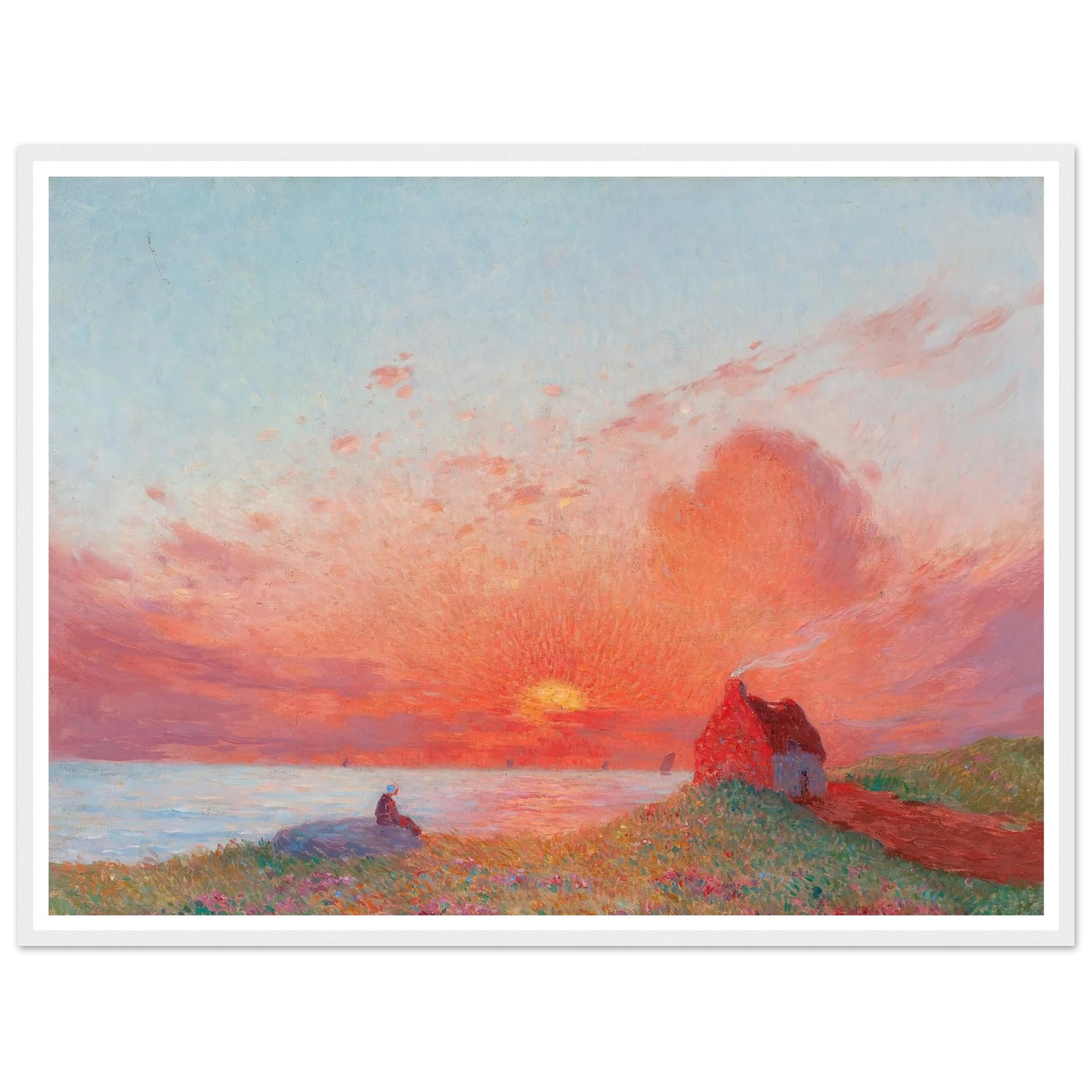 Sunset, near Le Croisic Art Print | Ferdinand du Puigaudeau - Framed Poster - 30x40 cm / 12x16″ - Black frame