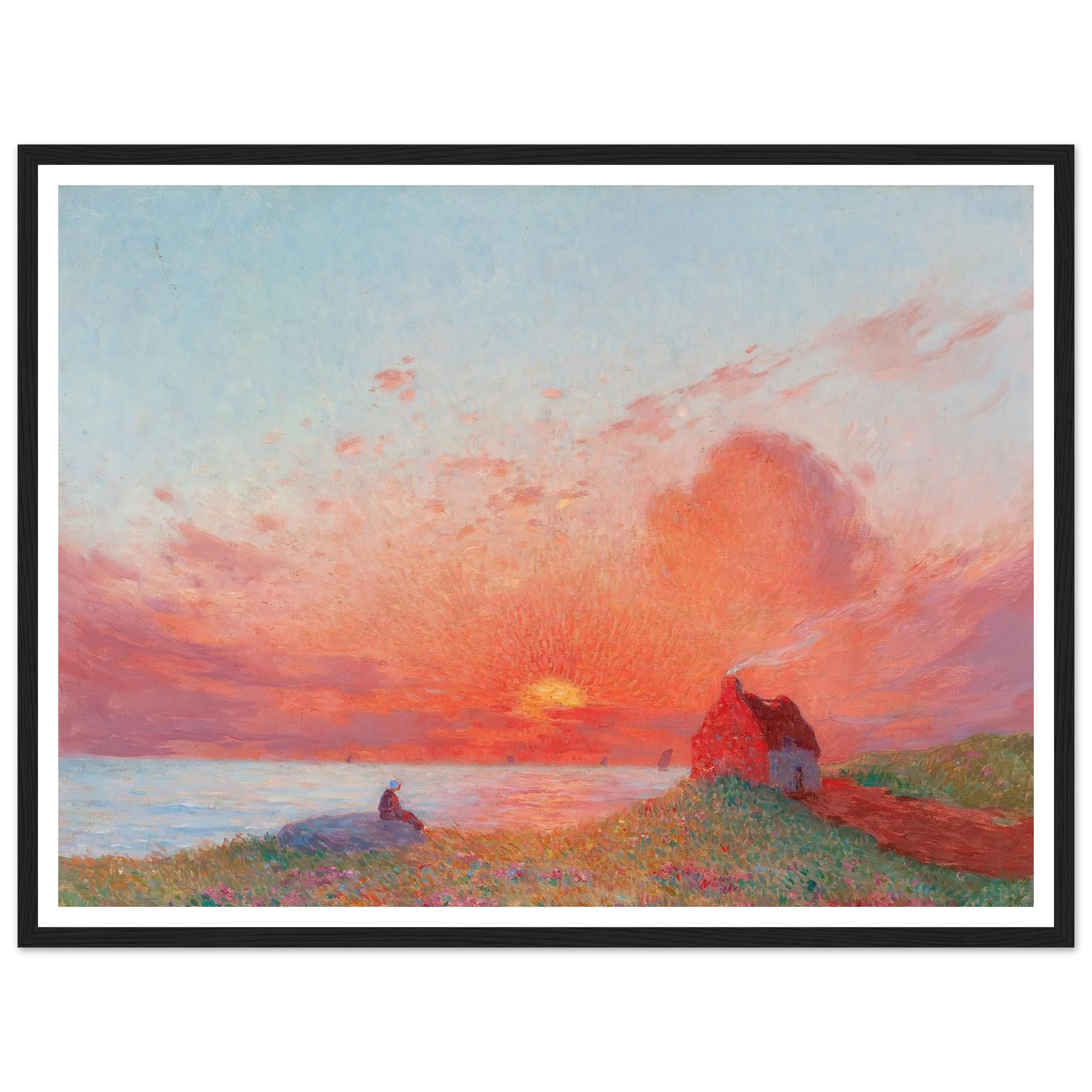 Sunset, near Le Croisic Art Print | Ferdinand du Puigaudeau - Framed Poster - 30x40 cm / 12x16″ - Black frame