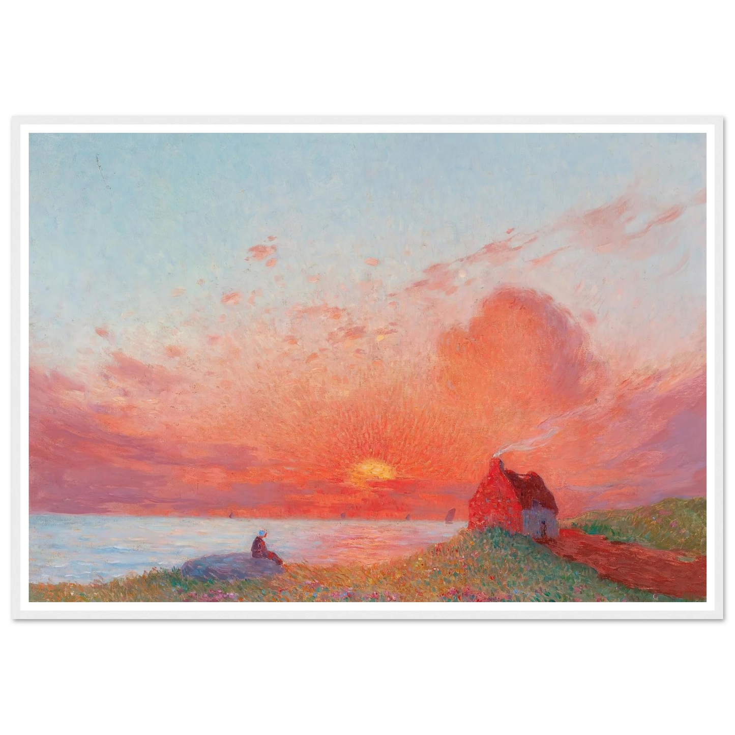 Sunset, near Le Croisic Art Print | Ferdinand du Puigaudeau - Framed Poster - 30x40 cm / 12x16″ - Black frame