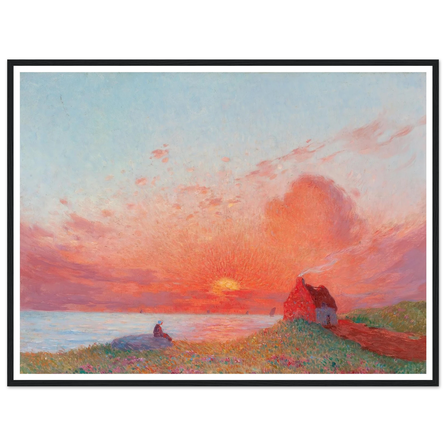 Sunset, near Le Croisic Art Print | Ferdinand du Puigaudeau - Framed Poster - 30x40 cm / 12x16″ - Black frame