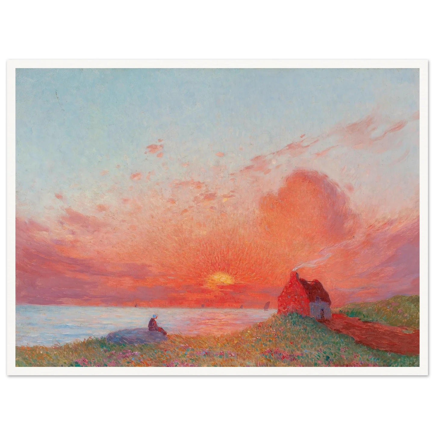 Sunset, near Le Croisic Art Print | Ferdinand du Puigaudeau - Framed Poster - 30x40 cm / 12x16″ - Black frame