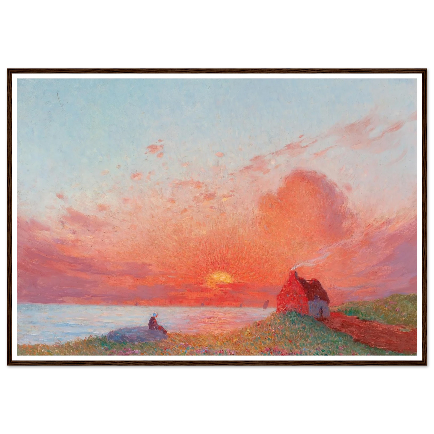 Sunset, near Le Croisic Art Print | Ferdinand du Puigaudeau - Framed Poster - 30x40 cm / 12x16″ - Black frame