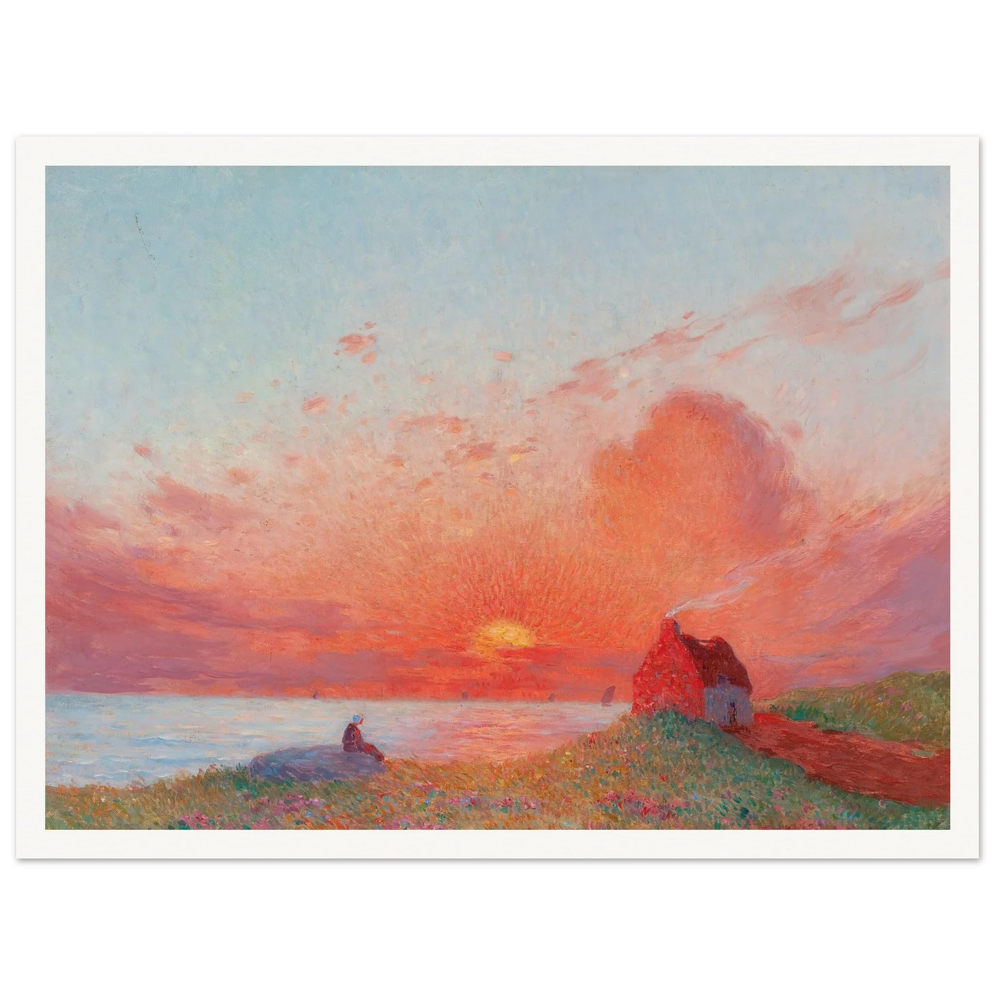 Sunset, near Le Croisic Art Print | Ferdinand du Puigaudeau - Framed Poster - 30x40 cm / 12x16″ - Black frame