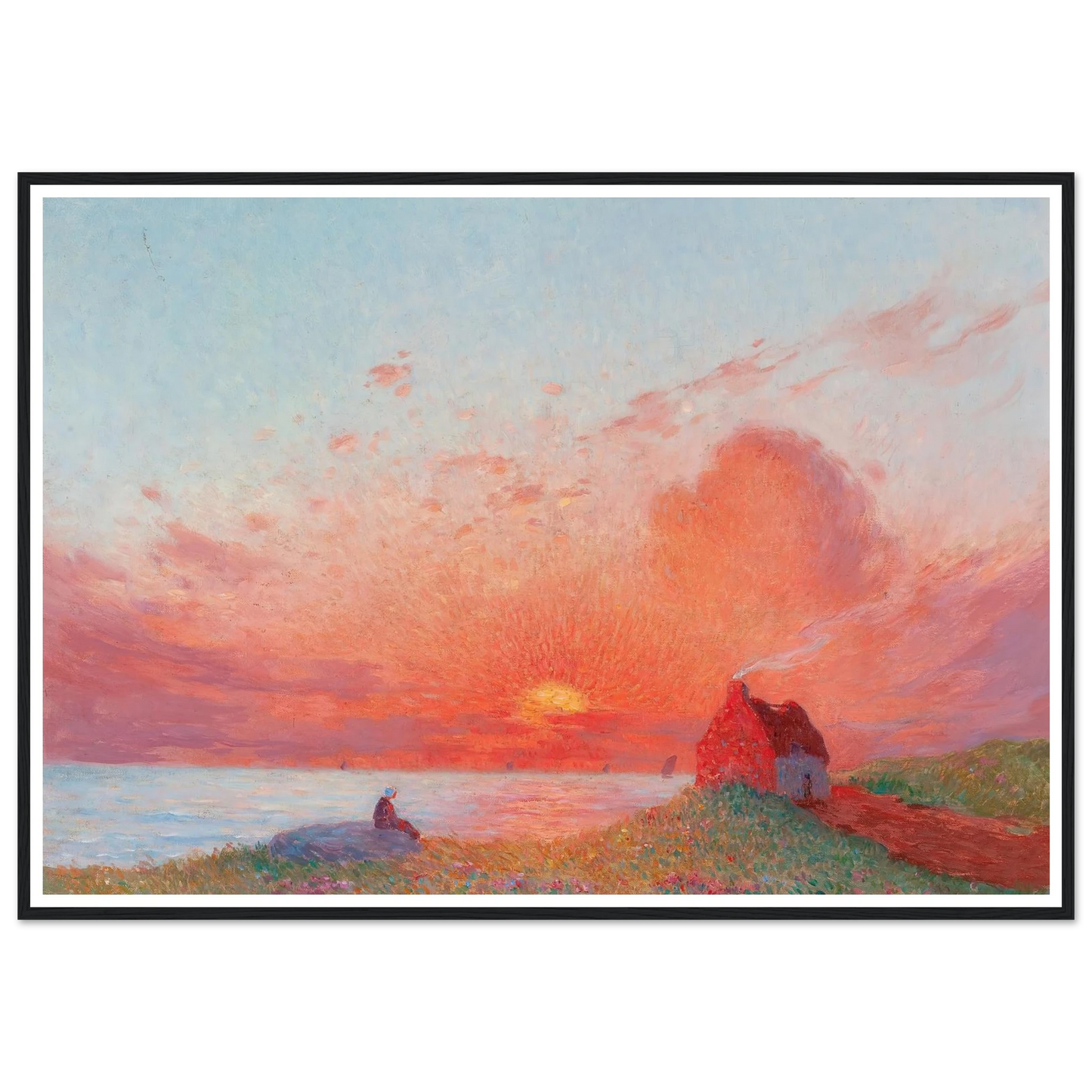 Sunset, near Le Croisic Art Print | Ferdinand du Puigaudeau - Framed Poster - 30x40 cm / 12x16″ - Black frame