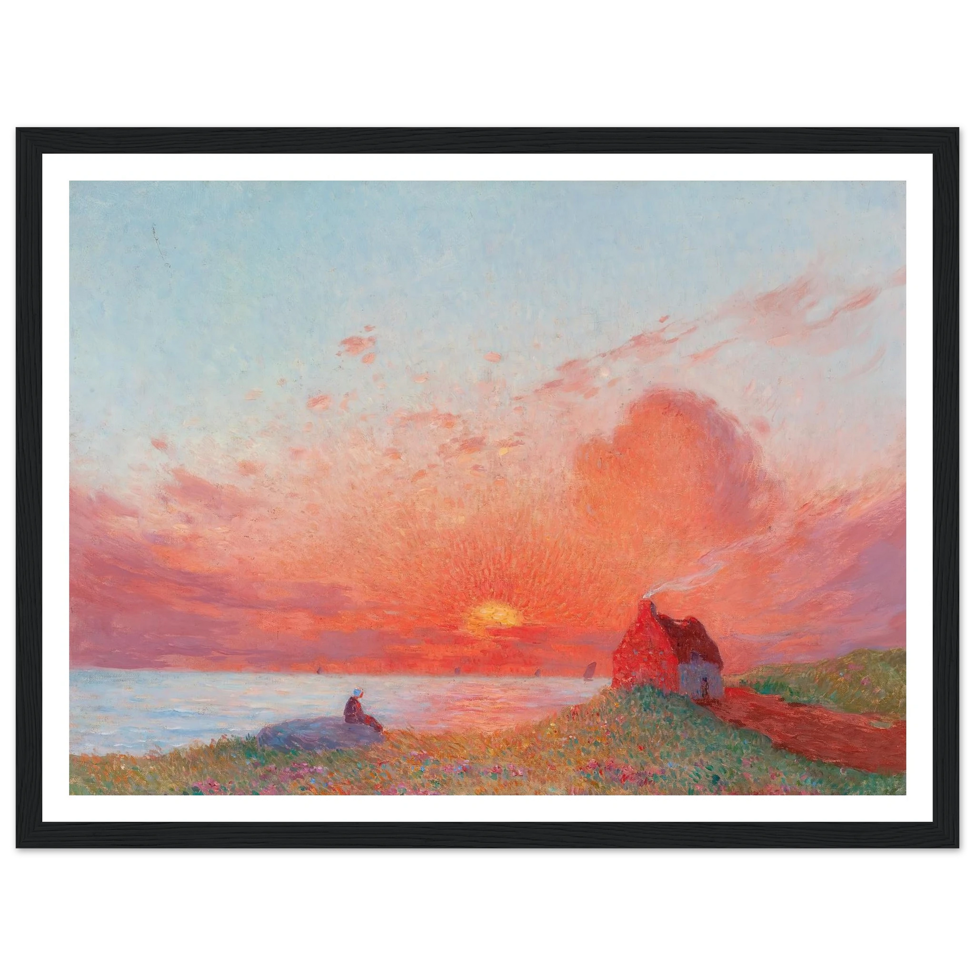 Sunset, near Le Croisic Art Print | Ferdinand du Puigaudeau - Framed Poster - 30x40 cm / 12x16″ - Black frame