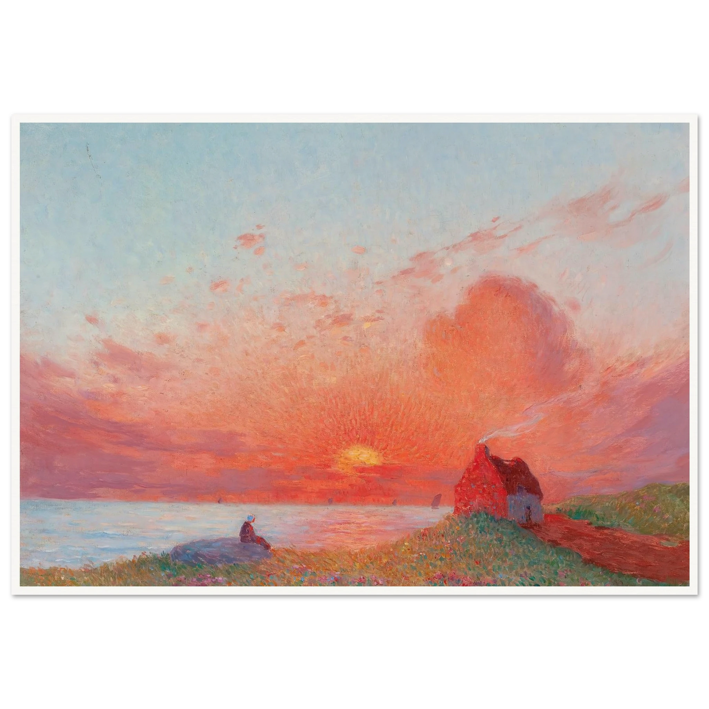 Sunset, near Le Croisic Art Print | Ferdinand du Puigaudeau - Framed Poster - 30x40 cm / 12x16″ - Black frame