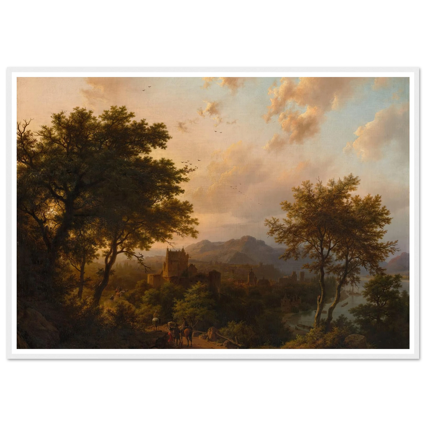 Sunset on the Rhine (1853) Art Print | Barend Cornelis Koekkoek - Framed Poster - 30x40 cm / 12x16″ - Black frame