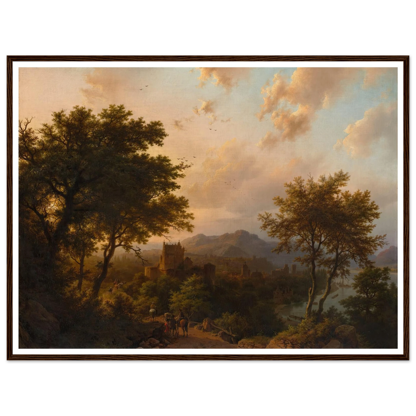 Sunset on the Rhine (1853) Art Print | Barend Cornelis Koekkoek - Framed Poster - 30x40 cm / 12x16″ - Black frame