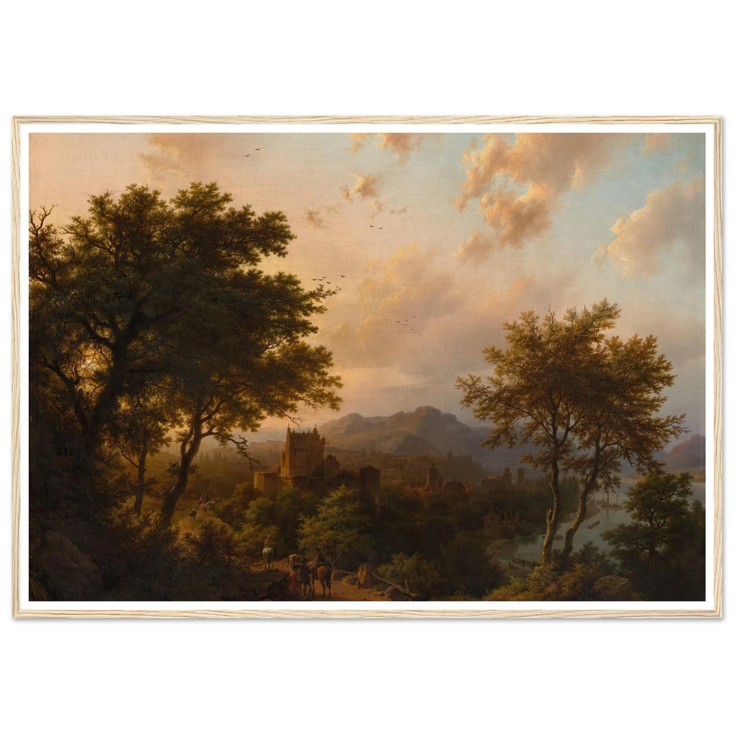 Sunset on the Rhine (1853) Art Print | Barend Cornelis Koekkoek - Framed Poster - 30x40 cm / 12x16″ - Black frame