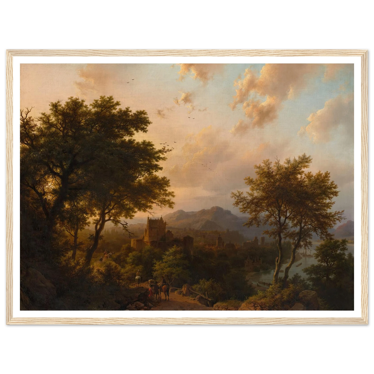 Sunset on the Rhine (1853) Art Print | Barend Cornelis Koekkoek - Framed Poster - 30x40 cm / 12x16″ - Black frame
