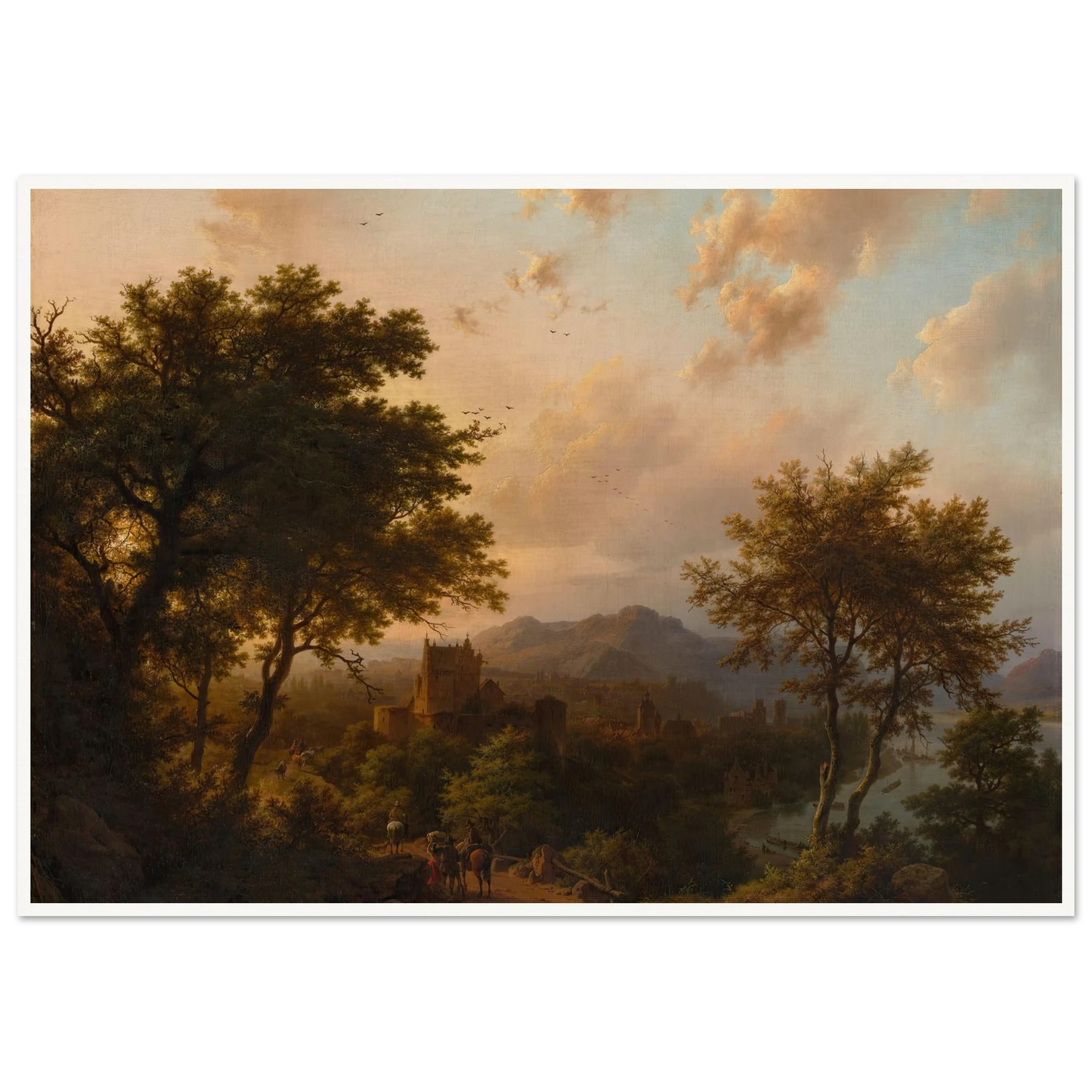 Sunset on the Rhine (1853) Art Print | Barend Cornelis Koekkoek - Framed Poster - 30x40 cm / 12x16″ - Black frame