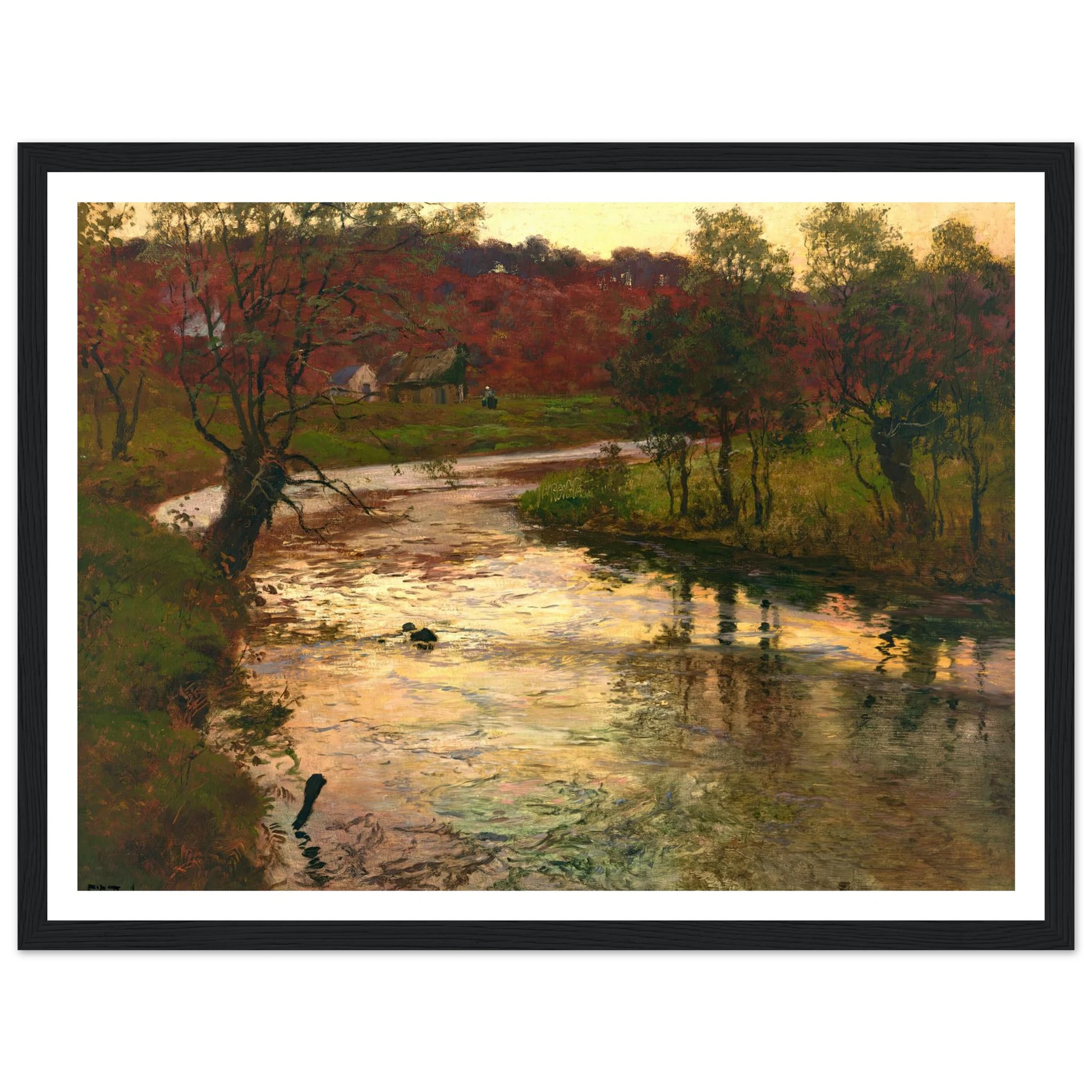 Sunset over L’Elle river, near Quimperlé, France (1901) Art Print | Frits Thaulow - Framed Poster - 30x40 cm / 12x16″ - Black frame