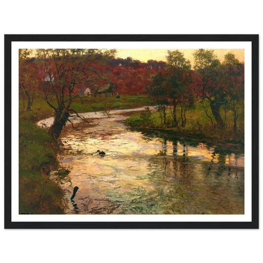 Sunset over L’Elle river, near Quimperlé, France (1901) Art Print | Frits Thaulow - Framed Poster - 30x40 cm / 12x16″ - Black frame