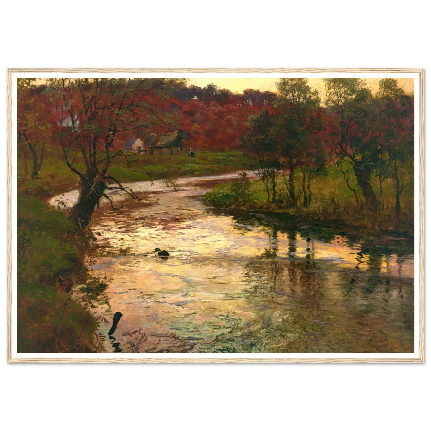 Sunset over L’Elle river, near Quimperlé, France (1901) Art Print | Frits Thaulow - Framed Poster - 30x40 cm / 12x16″ - Black frame