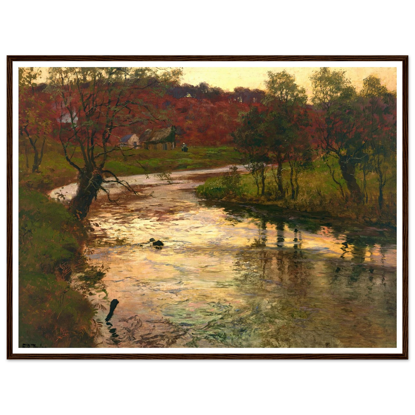 Sunset over L’Elle river, near Quimperlé, France (1901) Art Print | Frits Thaulow - Framed Poster - 30x40 cm / 12x16″ - Black frame