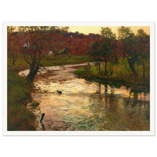 Sunset over L’Elle river, near Quimperlé, France (1901) Art Print | Frits Thaulow - Framed Poster - 30x40 cm / 12x16″ - Black frame