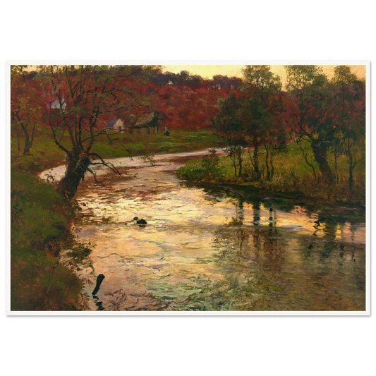 Sunset over L’Elle river, near Quimperlé, France (1901) Art Print | Frits Thaulow - Framed Poster - 30x40 cm / 12x16″ - Black frame
