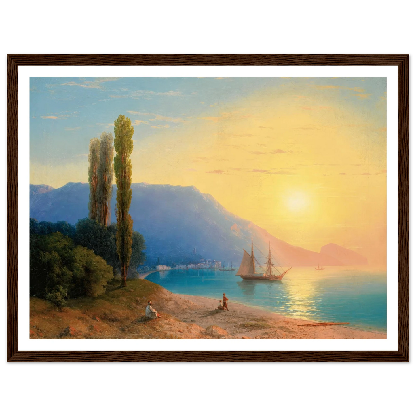 Sunset Over Yalta (1861) Art Print | Ivan Konstantinovich Aivazovsky - Framed Poster - 30x40 cm / 12x16″ - Black frame