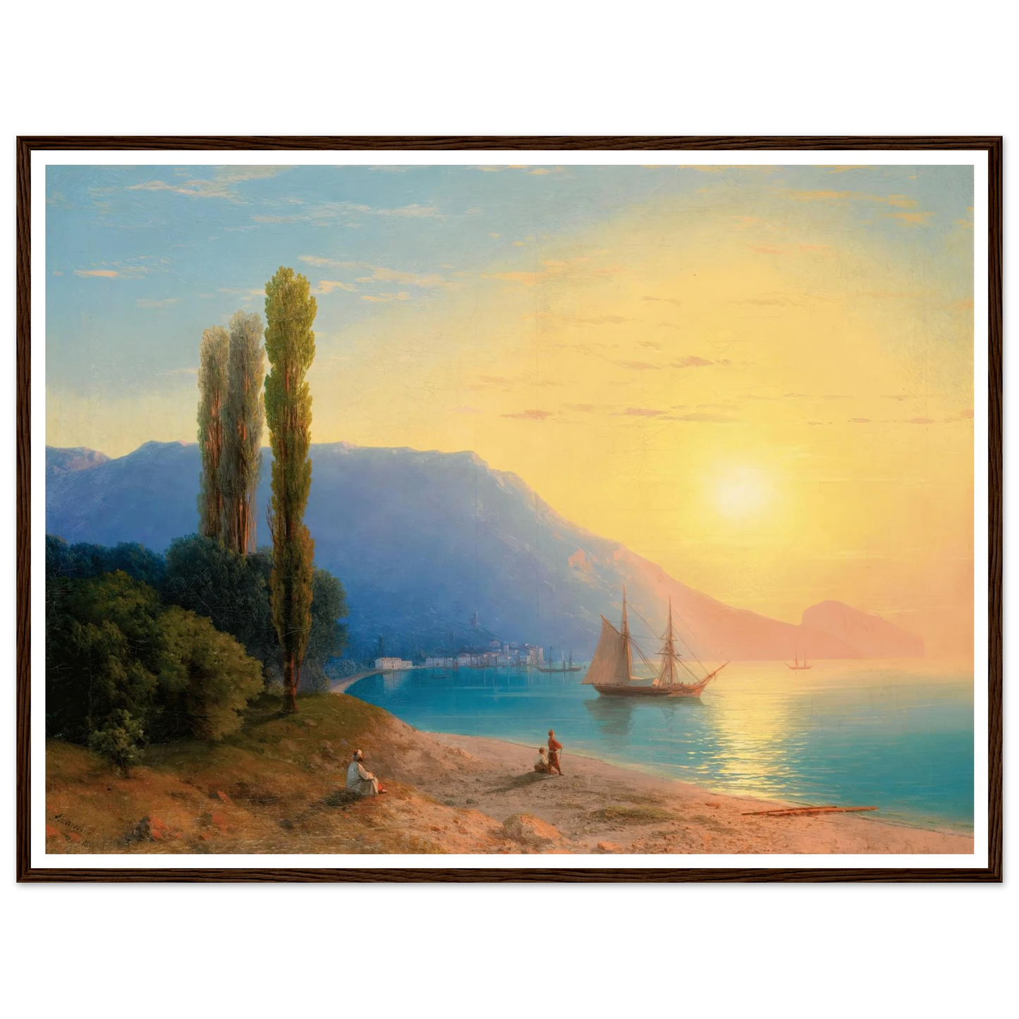 Sunset Over Yalta (1861) Art Print | Ivan Konstantinovich Aivazovsky - Framed Poster - 30x40 cm / 12x16″ - Black frame