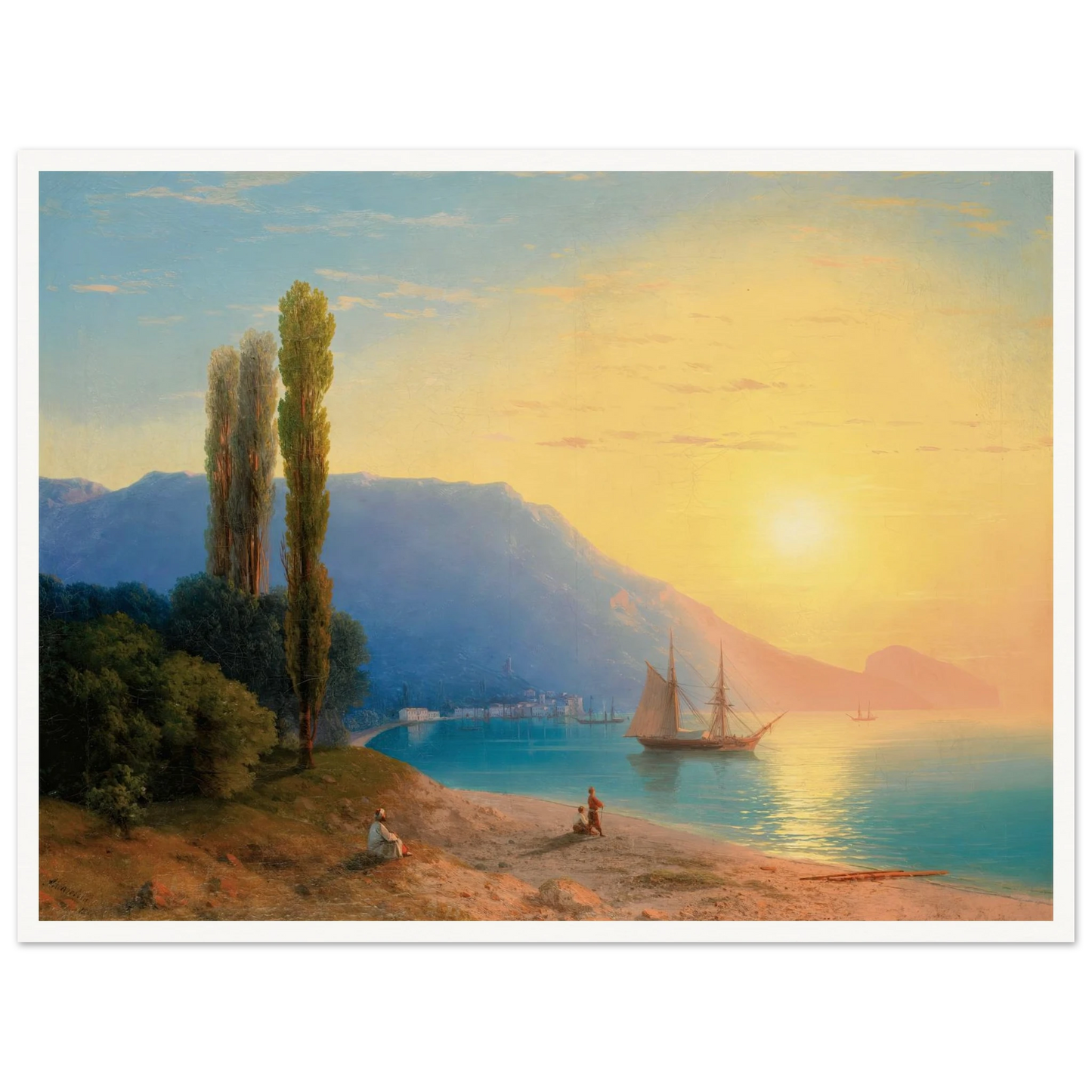Sunset Over Yalta (1861) Art Print | Ivan Konstantinovich Aivazovsky - Framed Poster - 30x40 cm / 12x16″ - Black frame