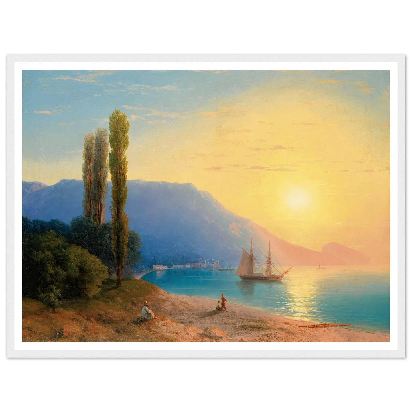 Sunset Over Yalta (1861) Art Print | Ivan Konstantinovich Aivazovsky - Framed Poster - 30x40 cm / 12x16″ - Black frame