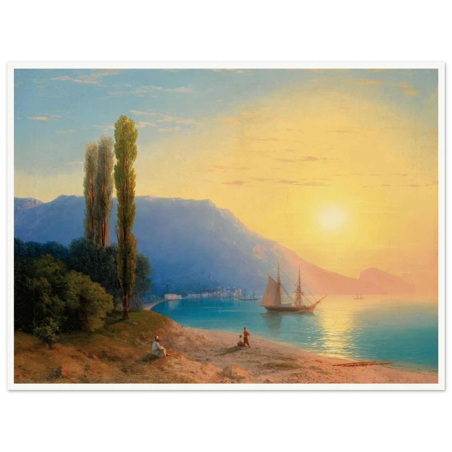 Sunset Over Yalta (1861) Art Print | Ivan Konstantinovich Aivazovsky - Framed Poster - 30x40 cm / 12x16″ - Black frame