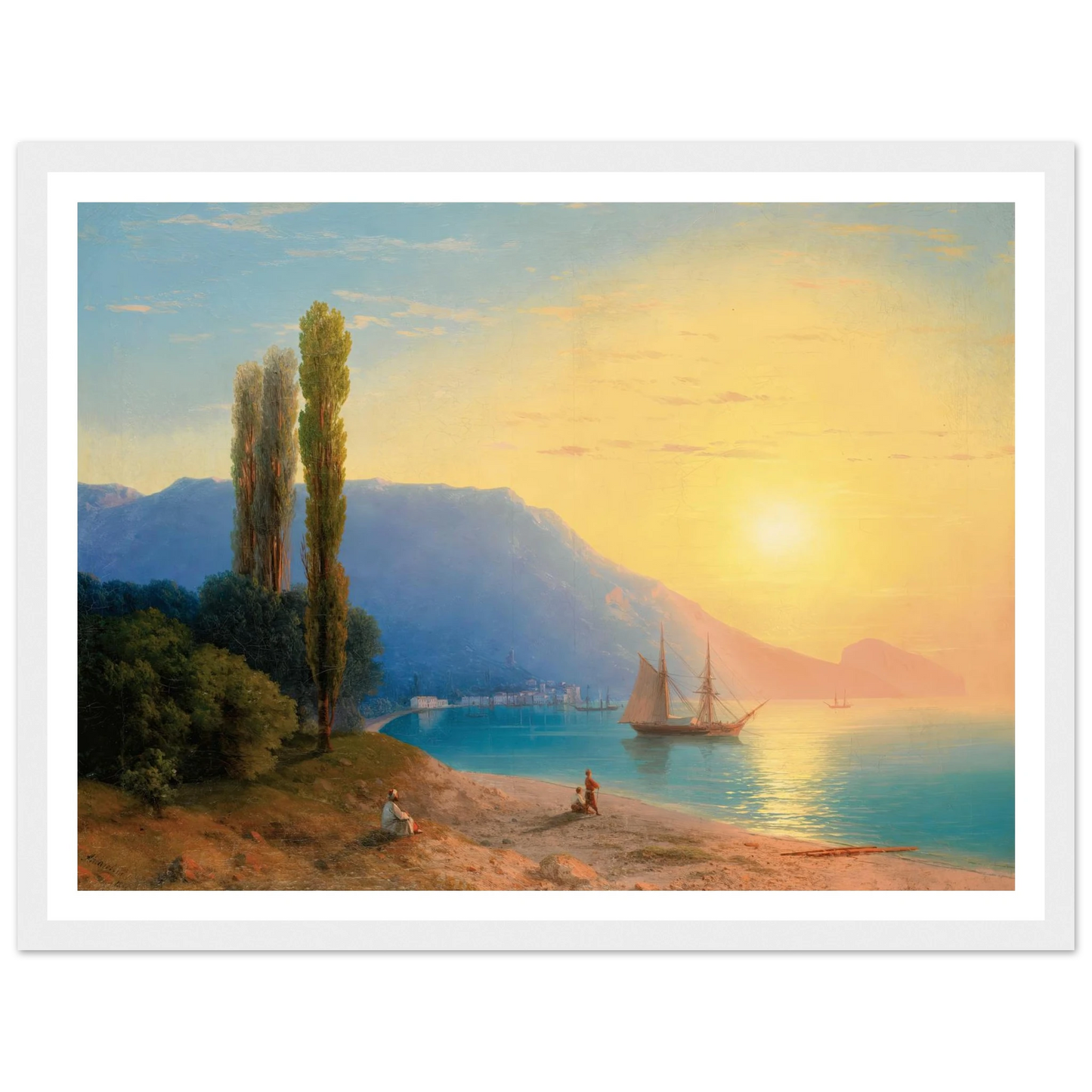 Sunset Over Yalta (1861) Art Print | Ivan Konstantinovich Aivazovsky - Framed Poster - 30x40 cm / 12x16″ - Black frame