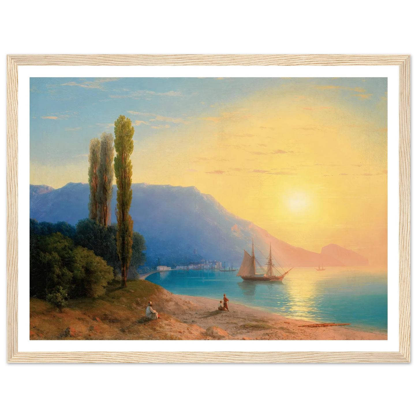 Sunset Over Yalta (1861) Art Print | Ivan Konstantinovich Aivazovsky - Framed Poster - 30x40 cm / 12x16″ - Black frame