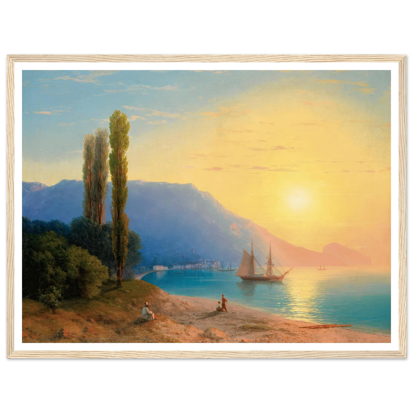 Sunset Over Yalta (1861) Art Print | Ivan Konstantinovich Aivazovsky - Framed Poster - 30x40 cm / 12x16″ - Black frame