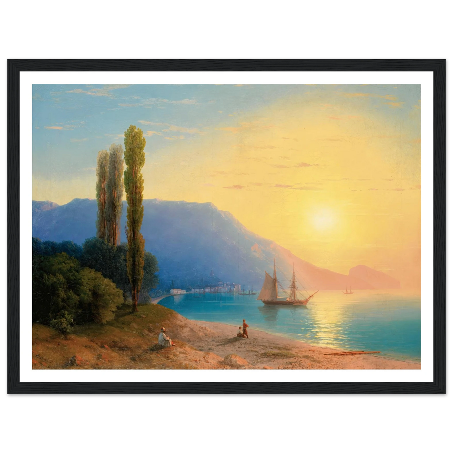 Sunset Over Yalta (1861) Art Print | Ivan Konstantinovich Aivazovsky - Framed Poster - 30x40 cm / 12x16″ - Black frame