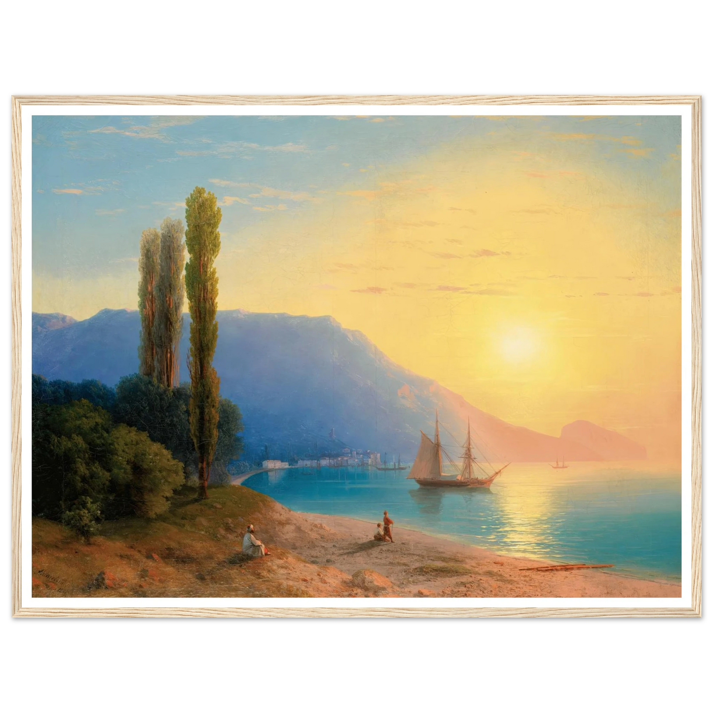 Sunset Over Yalta (1861) Art Print | Ivan Konstantinovich Aivazovsky - Framed Poster - 30x40 cm / 12x16″ - Black frame