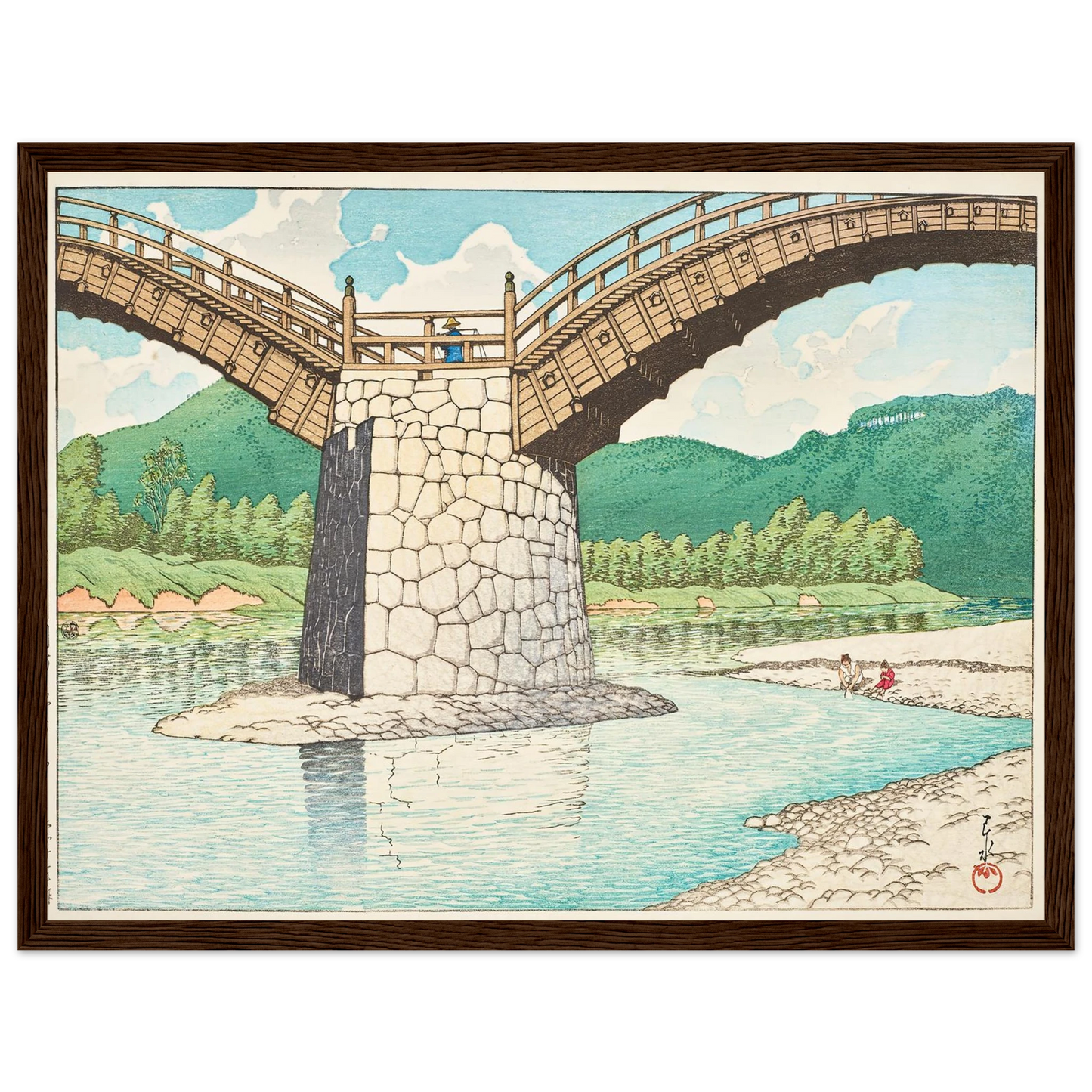 Suo Kintaikyo (The Kintai Bridge in Suo Province) (1924) Art Print | Kawase Hasui - Framed Poster - 30x40 cm / 12x16″ - Black frame