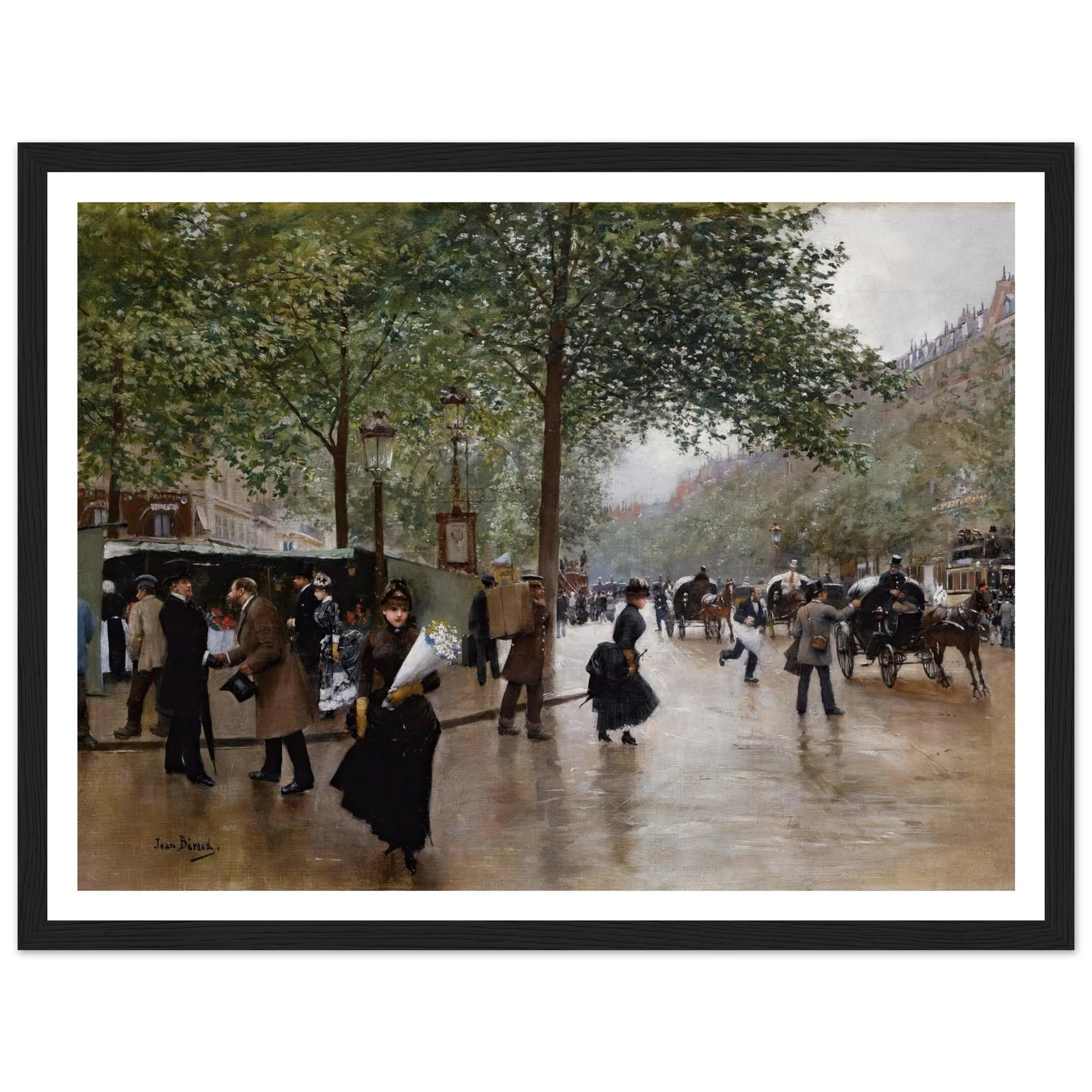 Sur Les Grands Boulevards Art Print | Jean Beraud - Framed Poster - 30x40 cm / 12x16″ - Black frame