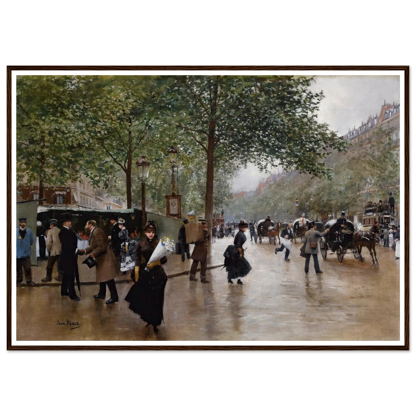 Sur Les Grands Boulevards Art Print | Jean Beraud - Framed Poster - 30x40 cm / 12x16″ - Black frame