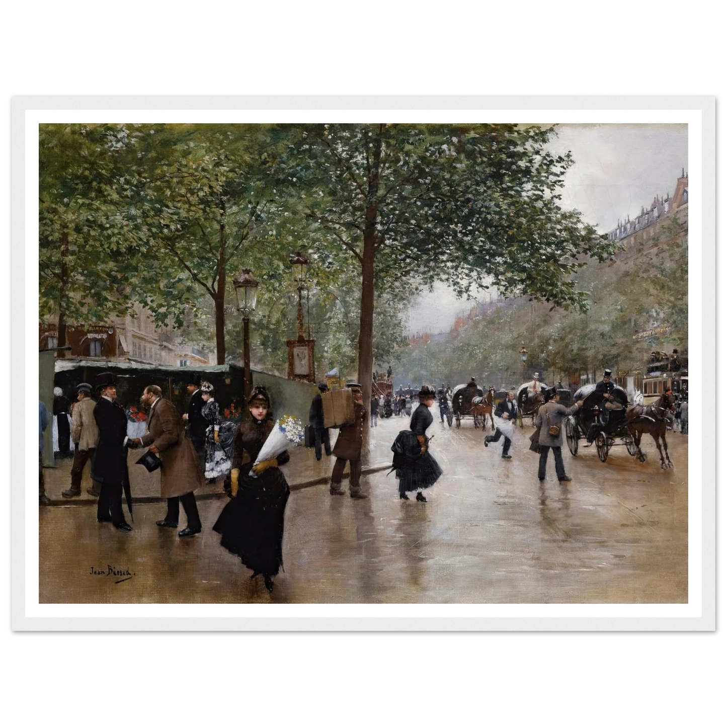 Sur Les Grands Boulevards Art Print | Jean Beraud - Framed Poster - 30x40 cm / 12x16″ - Black frame