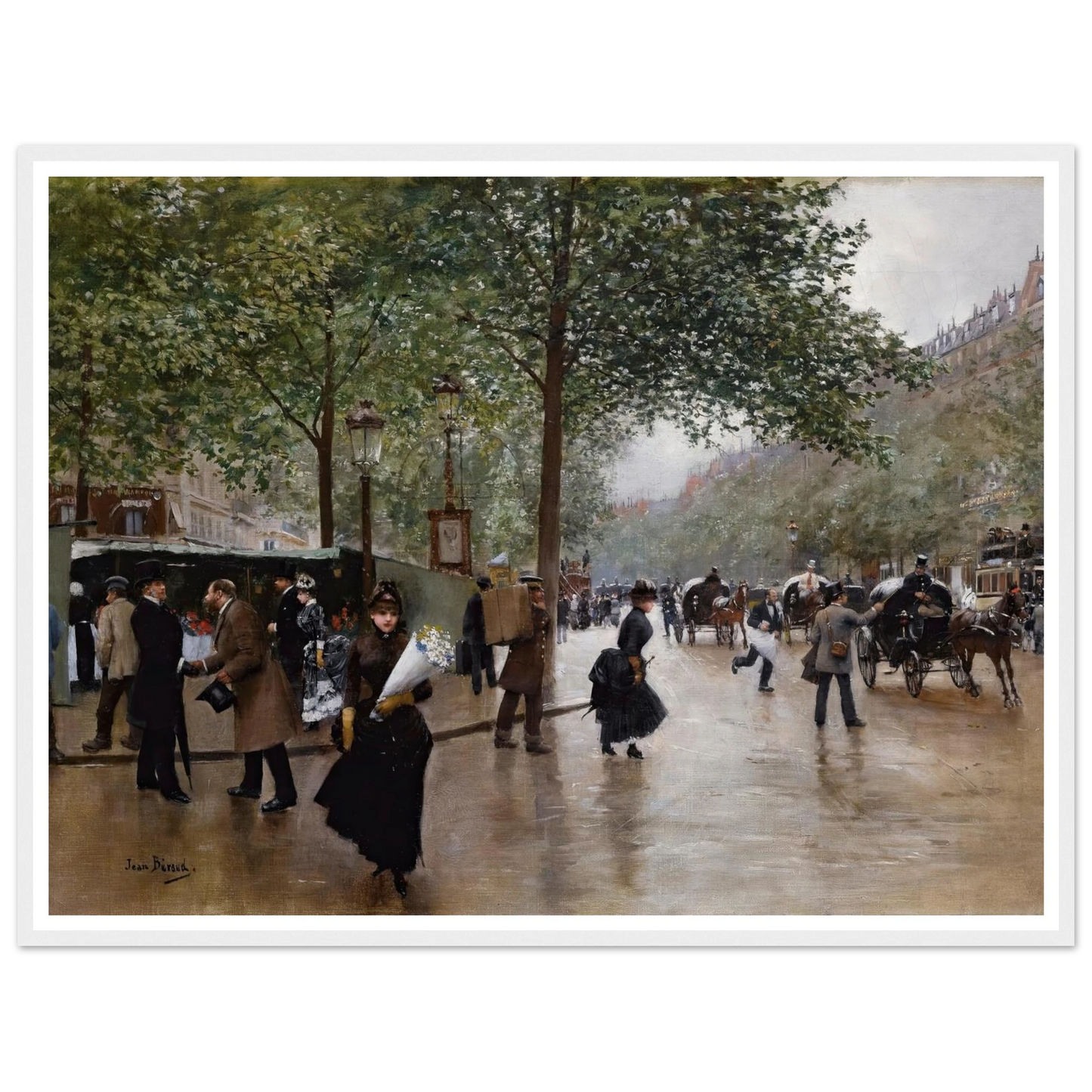 Sur Les Grands Boulevards Art Print | Jean Beraud - Framed Poster - 30x40 cm / 12x16″ - Black frame