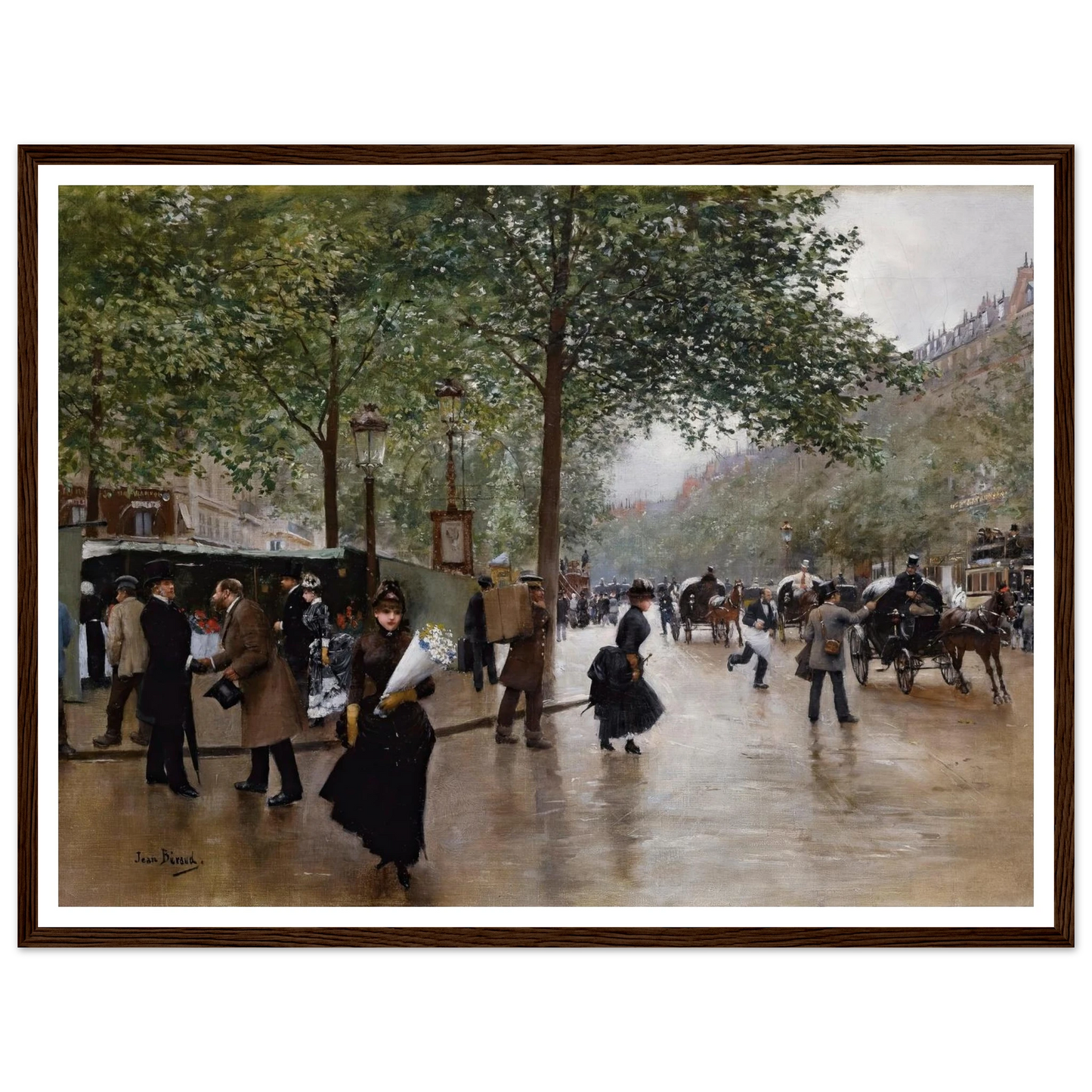 Sur Les Grands Boulevards Art Print | Jean Beraud - Framed Poster - 30x40 cm / 12x16″ - Black frame