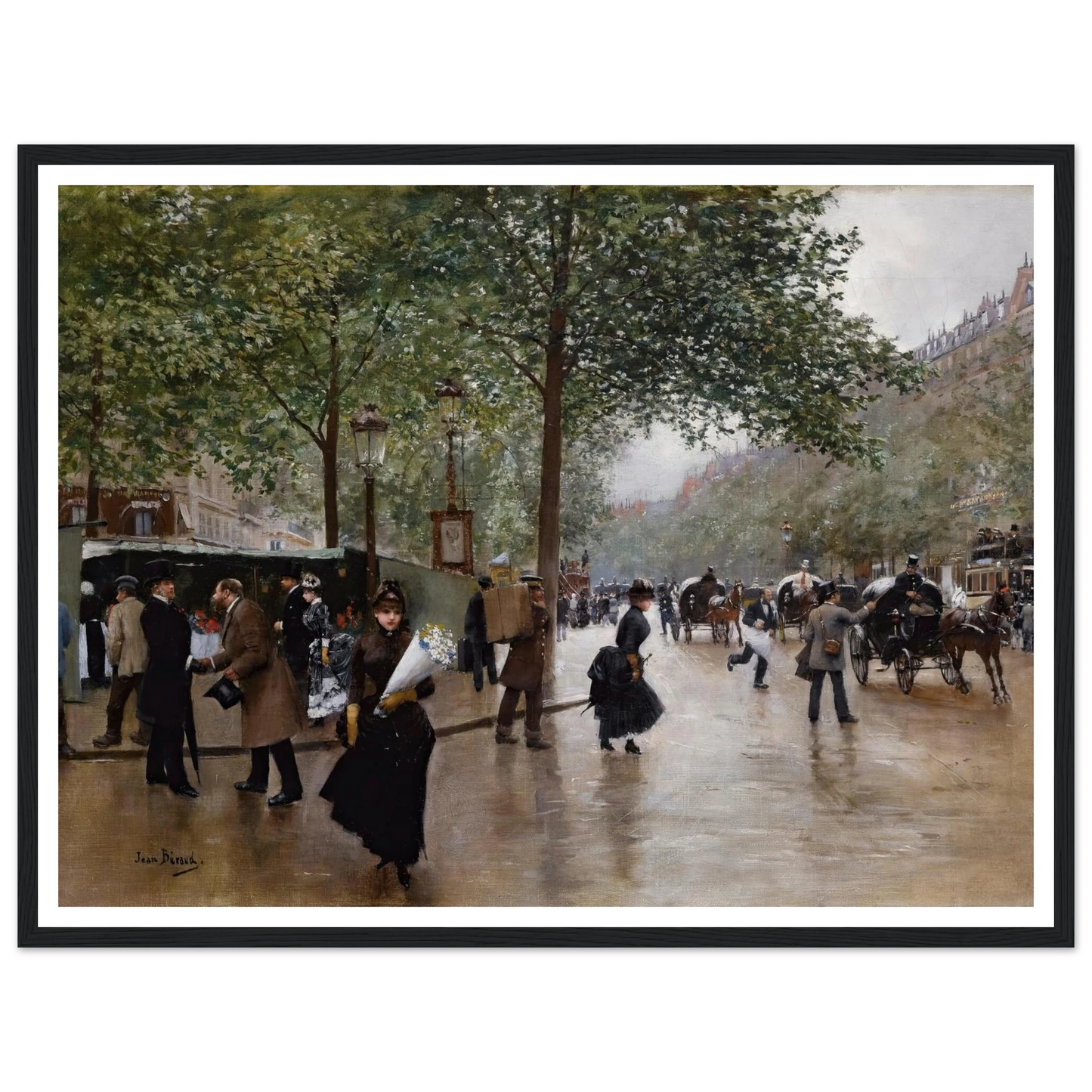 Sur Les Grands Boulevards Art Print | Jean Beraud - Framed Poster - 30x40 cm / 12x16″ - Black frame