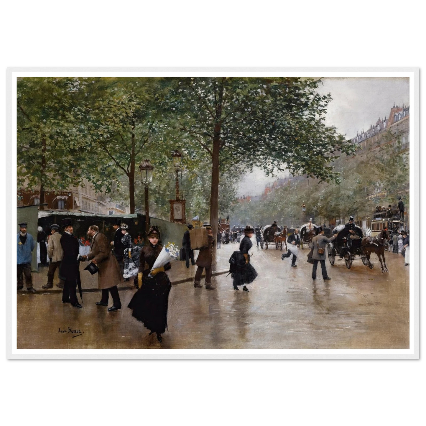 Sur Les Grands Boulevards Art Print | Jean Beraud - Framed Poster - 30x40 cm / 12x16″ - Black frame
