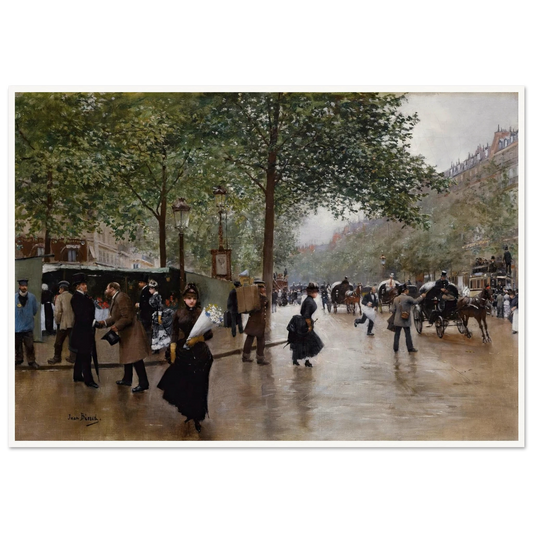 Sur Les Grands Boulevards Art Print | Jean Beraud - Framed Poster - 30x40 cm / 12x16″ - Black frame