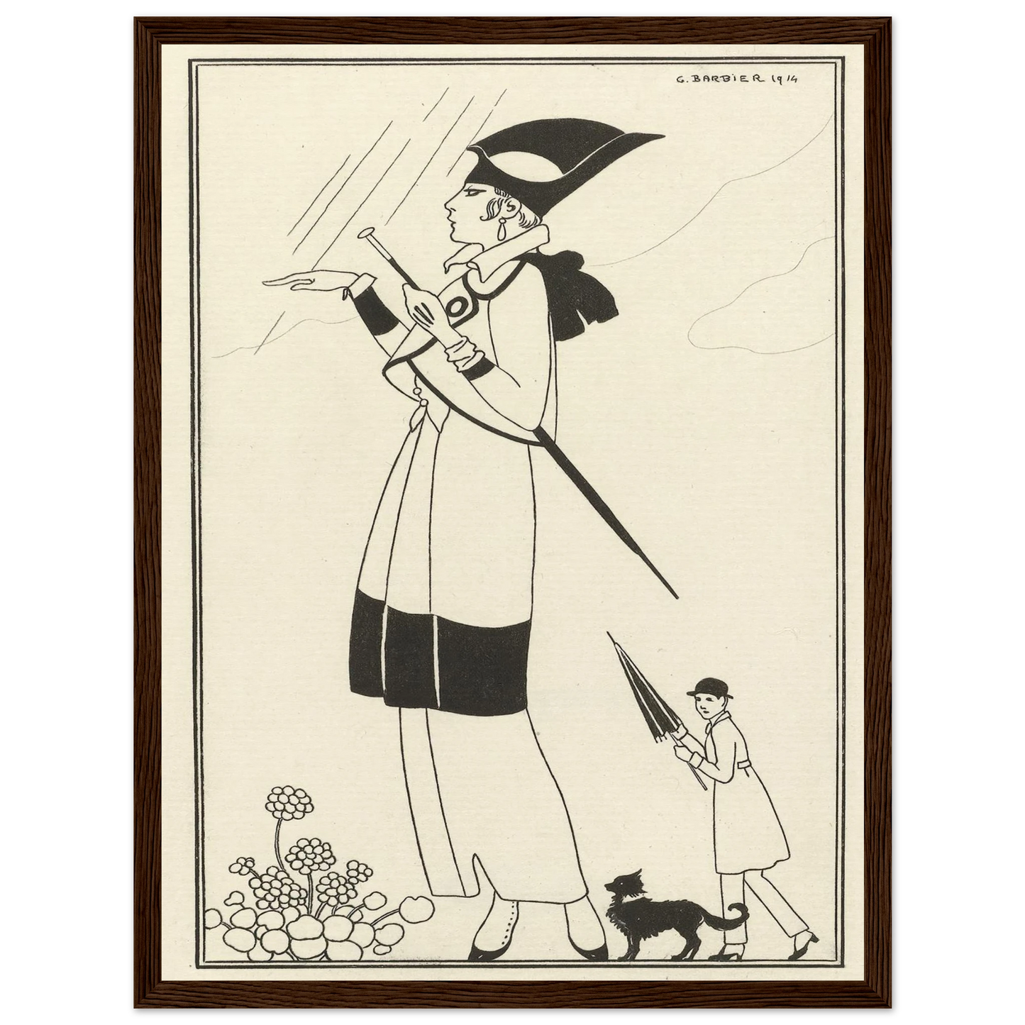 Tailleur de ratin (1914) Art Print | George Barbier - Framed Poster - 30x40 cm / 12x16″ - Black frame