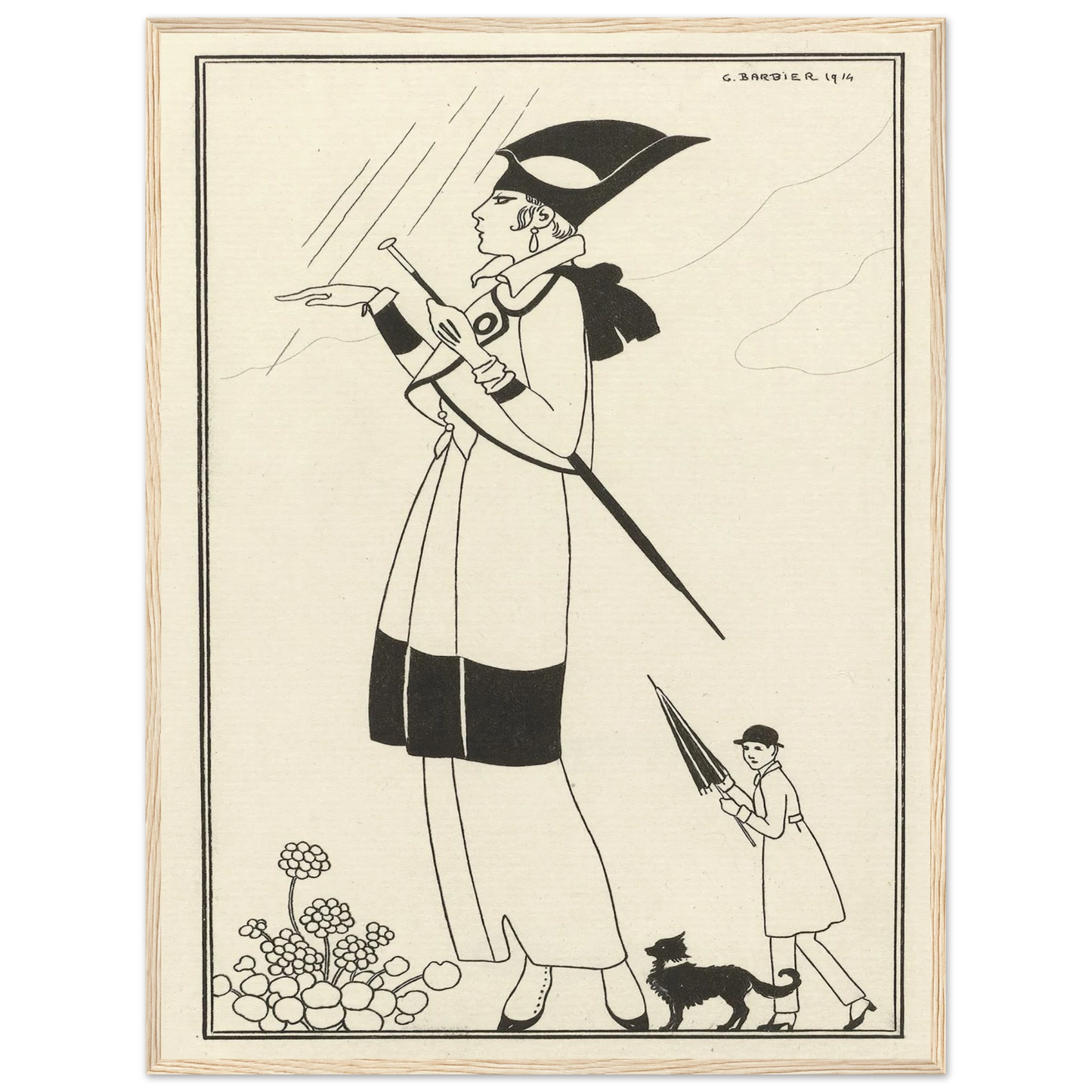 Tailleur de ratin (1914) Art Print | George Barbier - Framed Poster - 30x40 cm / 12x16″ - Black frame