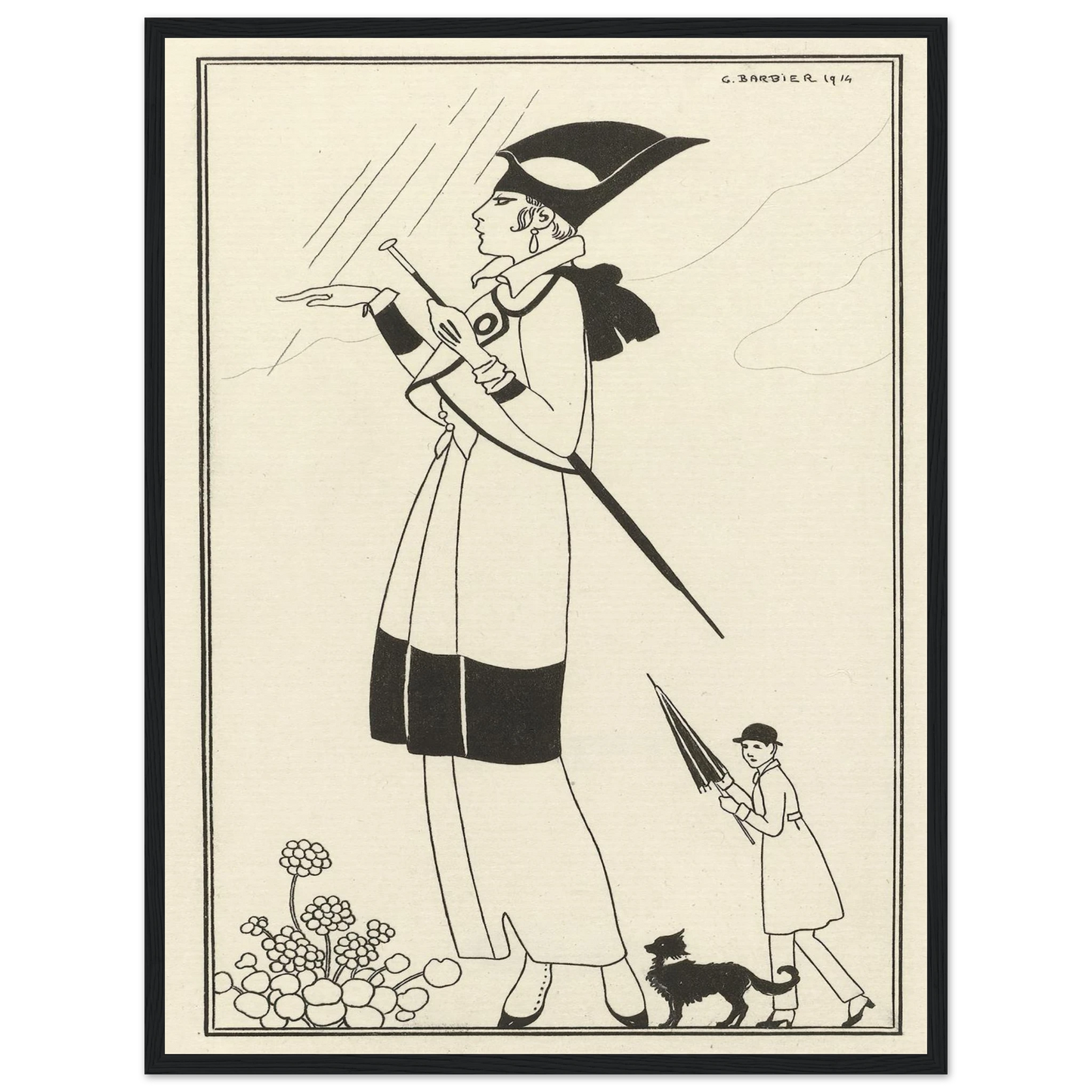 Tailleur de ratin (1914) Art Print | George Barbier - Framed Poster - 30x40 cm / 12x16″ - Black frame