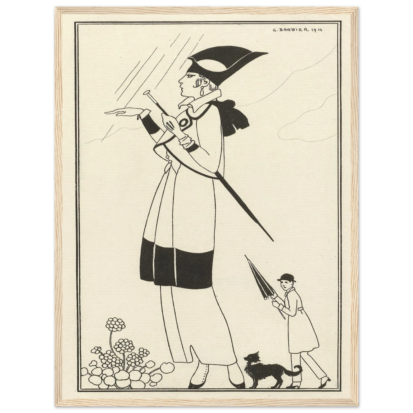 Tailleur de ratin (1914) Art Print | George Barbier - Framed Poster - 30x40 cm / 12x16″ - Black frame