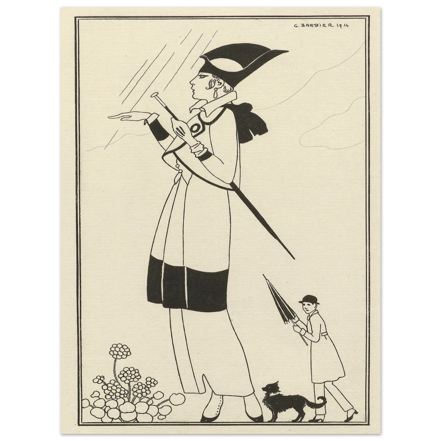 Tailleur de ratin (1914) Art Print | George Barbier - Framed Poster - 30x40 cm / 12x16″ - Black frame